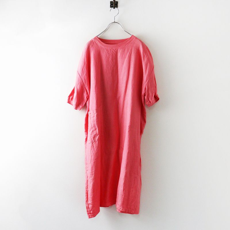 ナカガワマサシチショウテン 麻布Tシャツ ワンピース ピンク┃リネン ドレス チュニック
