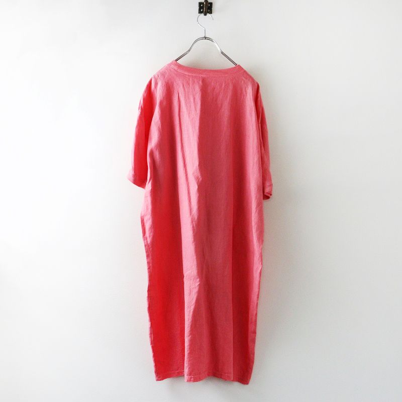 ナカガワマサシチショウテン 麻布Tシャツ ワンピース ピンク┃リネン ドレス チュニック