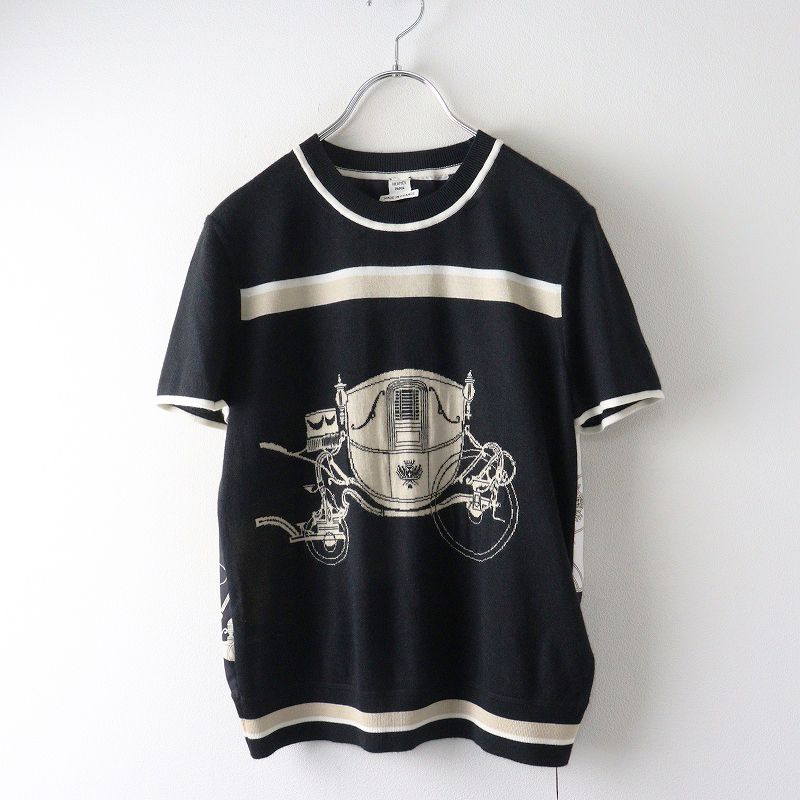 HERMESツイルレーヌトップス38 新品未使用 23SS エルメス HERMES Kurzarmeliger Twillaine-Pullover mit Ex