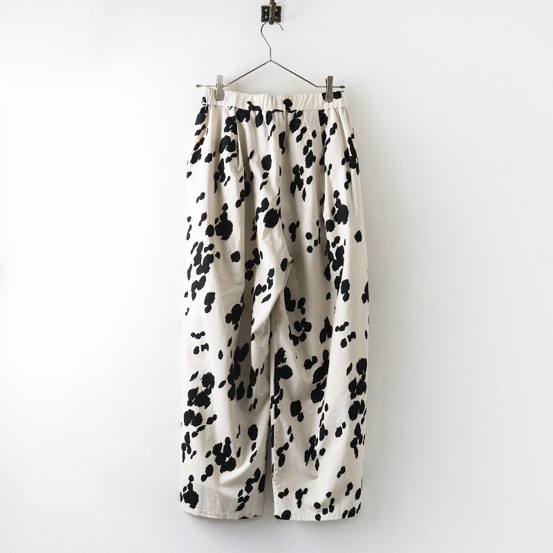 定価2 3万 ミズイロインド mizuiro ind コットン ダルメシアン柄プリントパンツ アニマルベージュ┃ボトムス