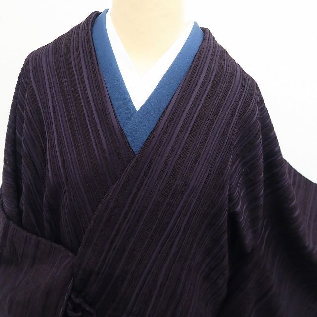 ❁tomihisa❁ 大島本泥染 着物 正絹 ロング丈 仕付け糸付”​​染めと織りが語る静かな贅沢”道中着 7511