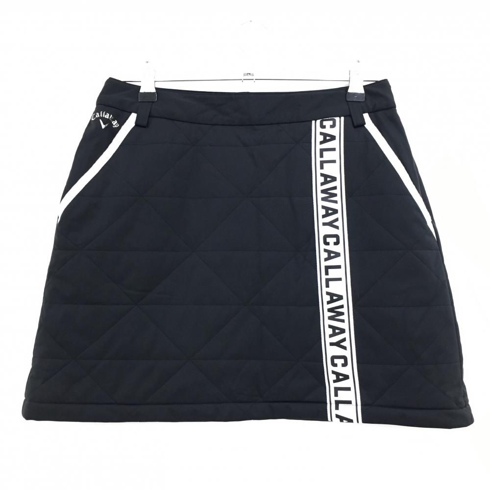 超 キャロウェイ 中綿スカート 黒 白 前面ロゴテープ キルティング レディース L ゴルフウェア 2025年モデル Callaway
