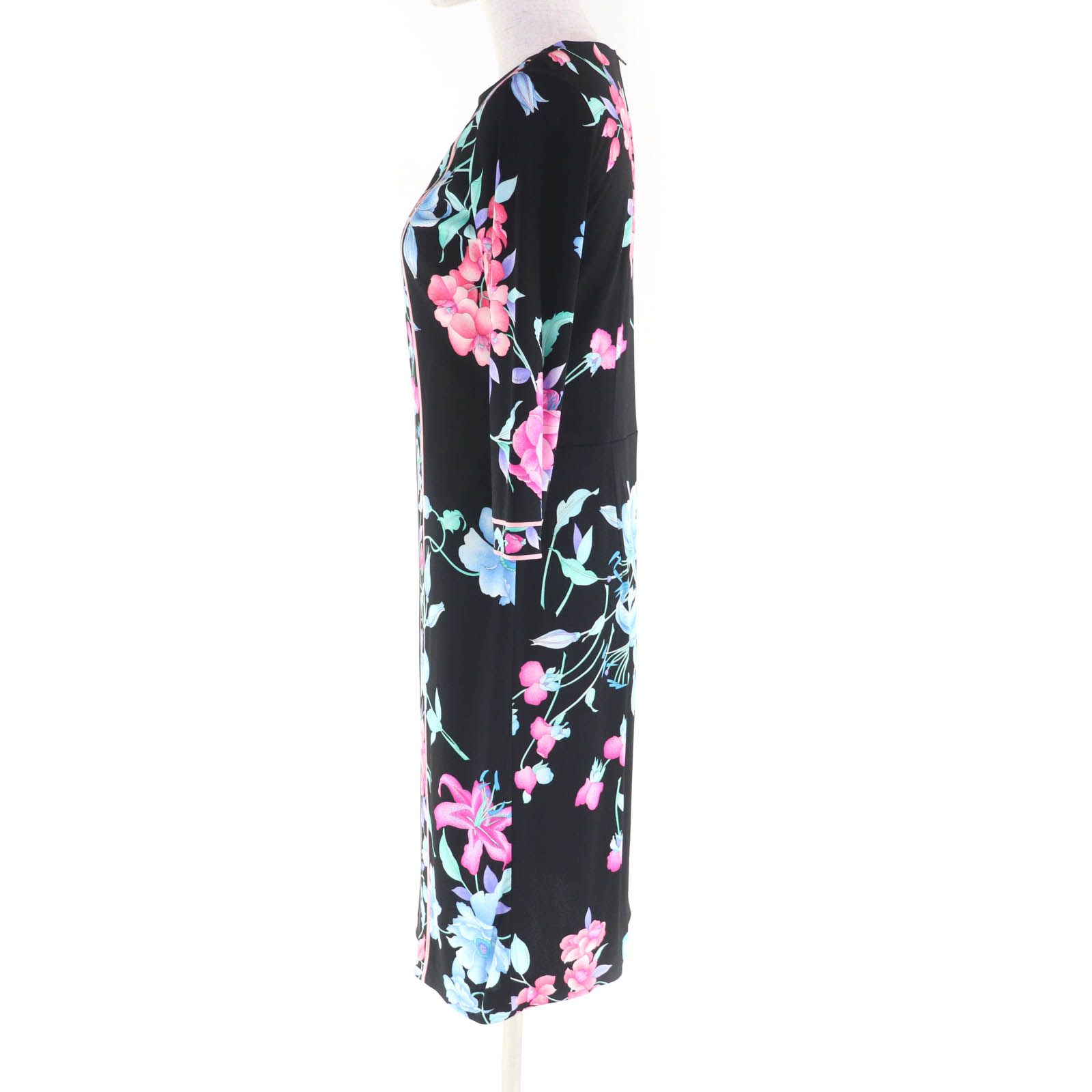 【美品】レオナール　LEONARD　ワンピース　　花柄　カンカン 極美品✨レオナール カンカン L 花柄 ロング ワンピース トリム オペラ