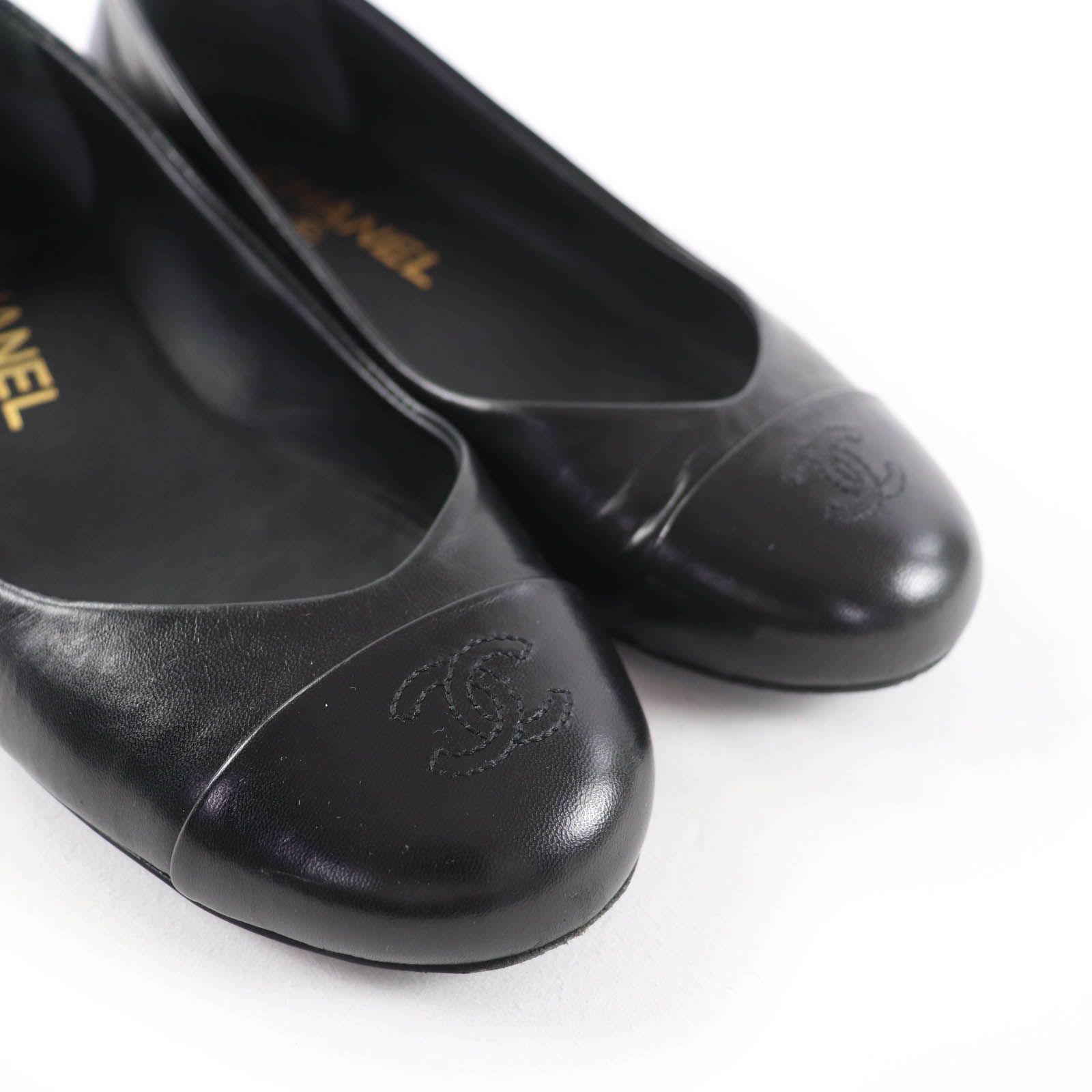 シャネル　バレエシューズ　バレリーナ　フラット　CHANEL ココマーク 良品☆CHANEL シャネル G28997 ココマーク バレリーナ レザー フラット