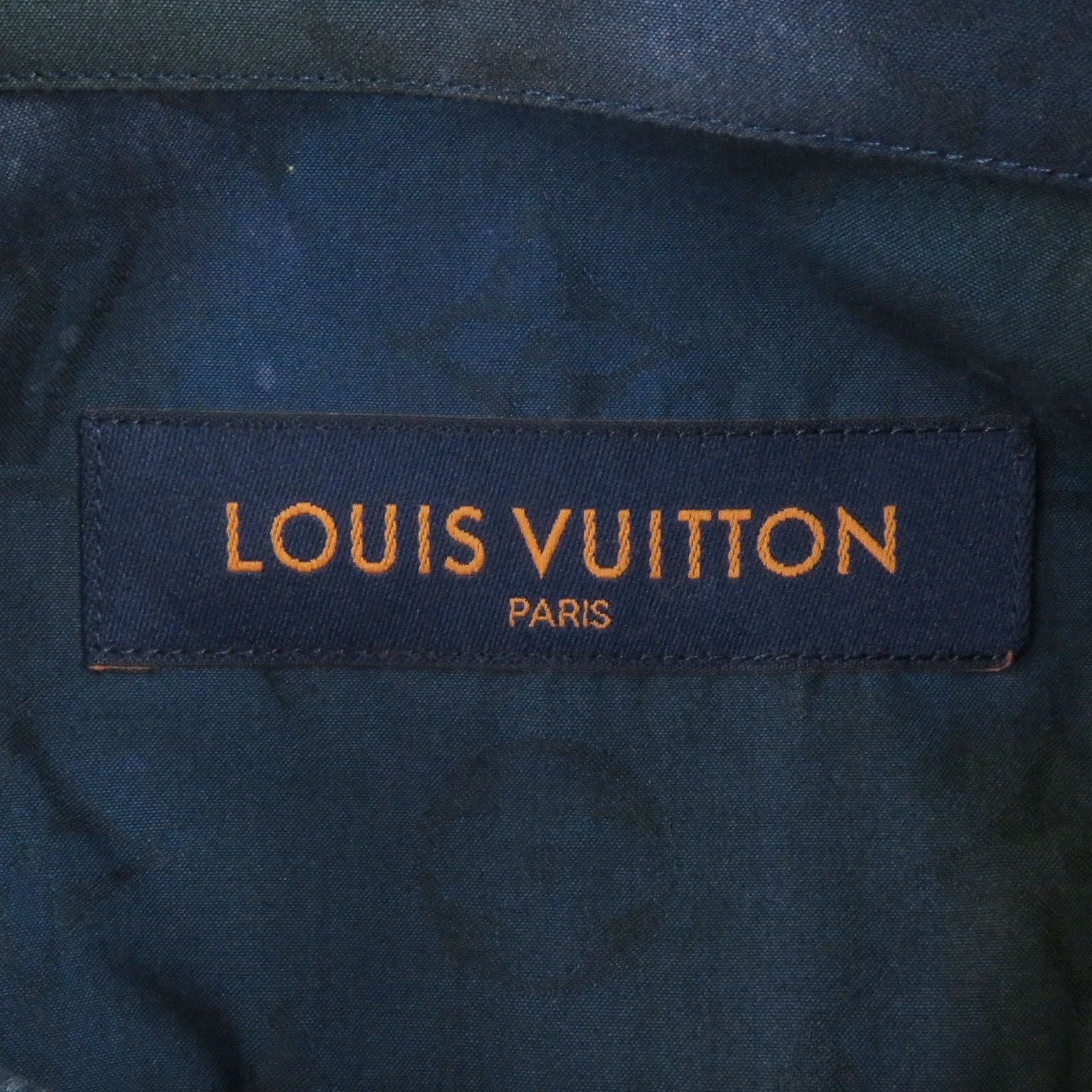 極美品□LOUIS VUITTON ルイヴィトン コットン100％ モノグラム タイアンド 長袖シャツ ブルー系 M イタリア製 正規品 メンズオススメ 極美品□LOUIS VUITTON ルイヴィトン コットン100％ モノグラム