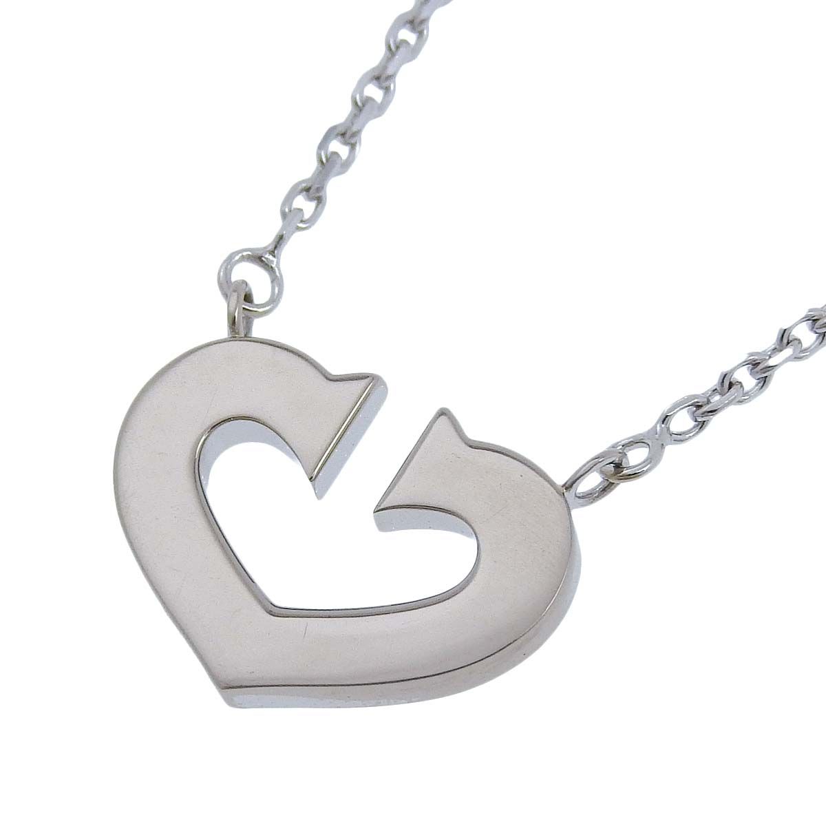 カルティエ CARTIER Cハート ネックレス 750 WG K 18 ホワイトゴールド レディース