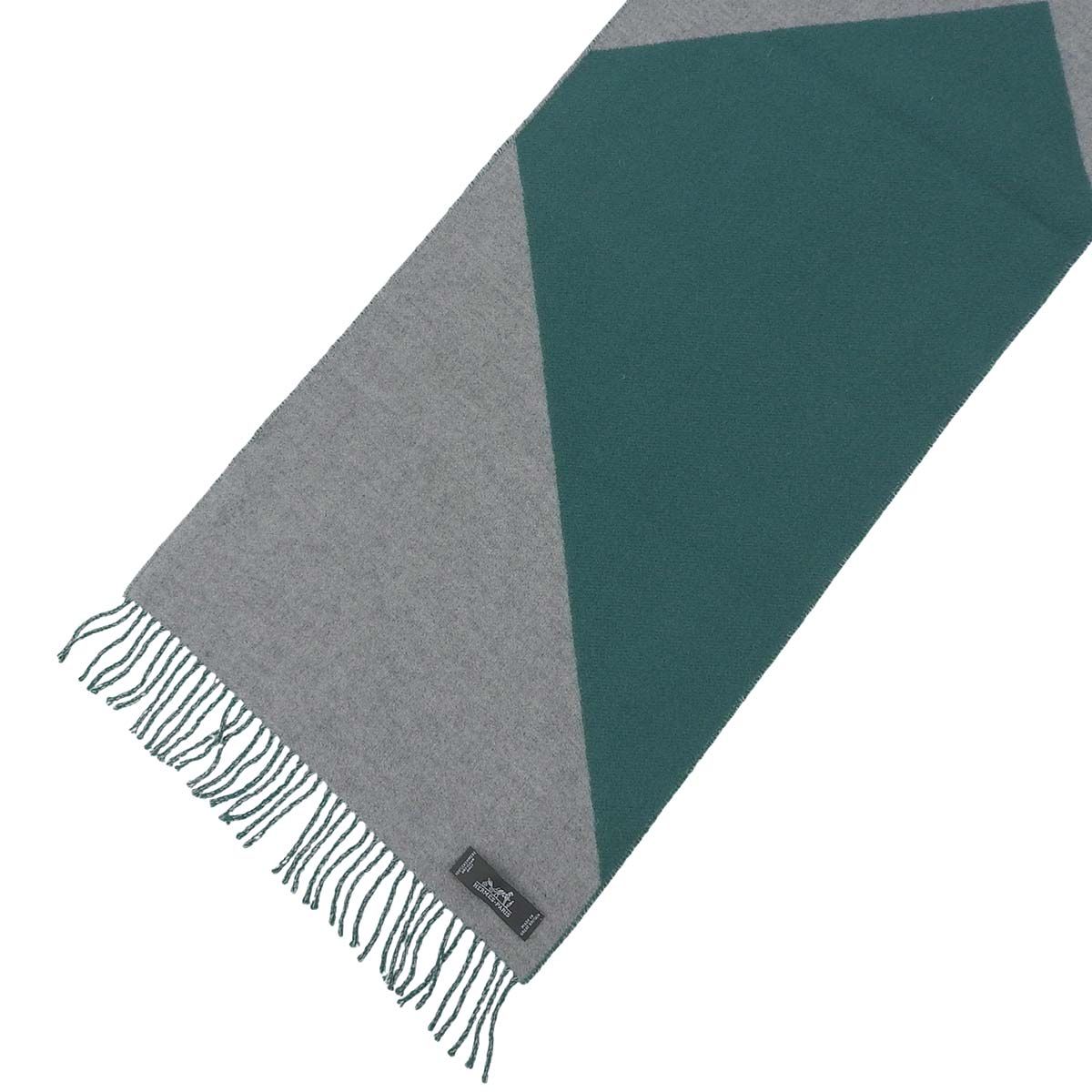 エルメス HERMES フリンジ バイカラー マフラー カシミヤ グレー