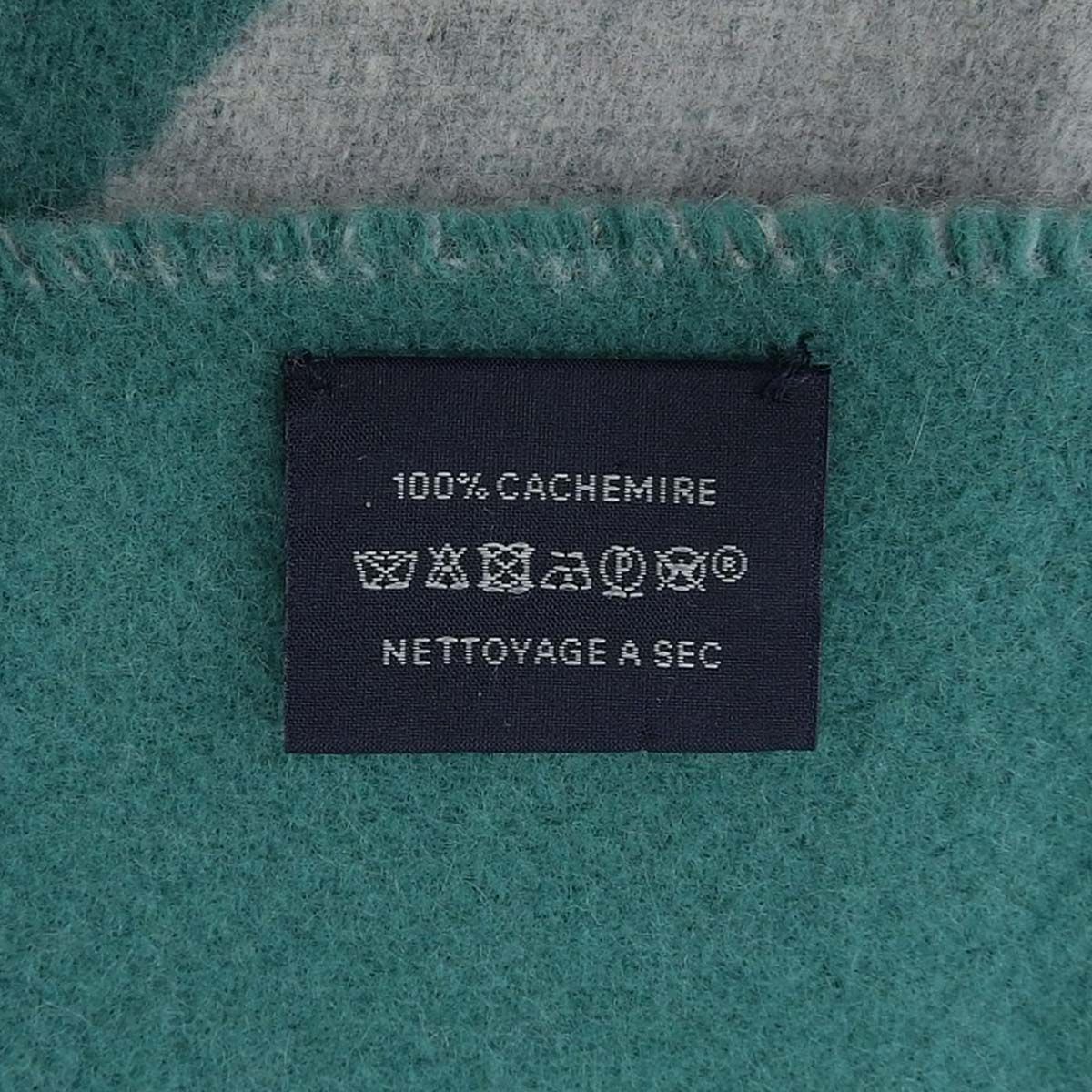 エルメス HERMES フリンジ バイカラー マフラー カシミヤ グレー