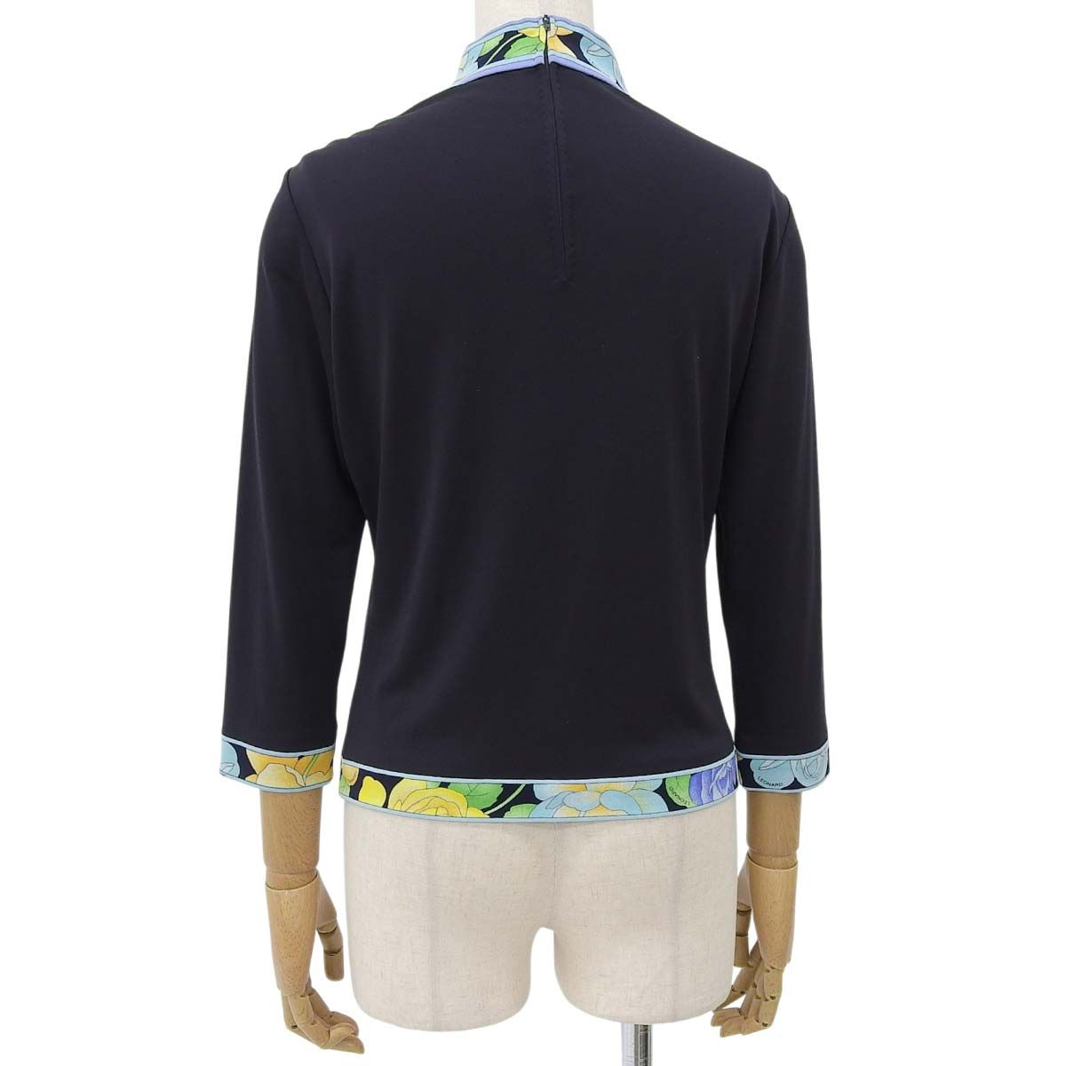 レオナール長袖 レオナール LEONARD 七分袖 ハイネック カットソー 襟後ろハーフジップ