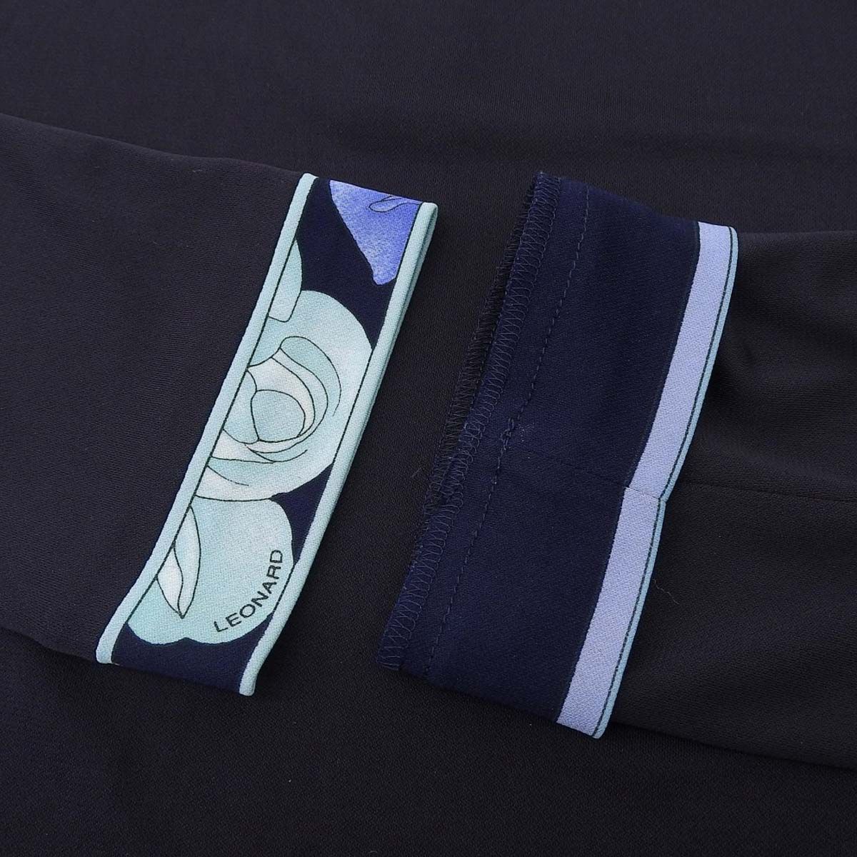 レオナール LEONARD 七分袖 ハイネック カットソー 襟後ろハーフジップ