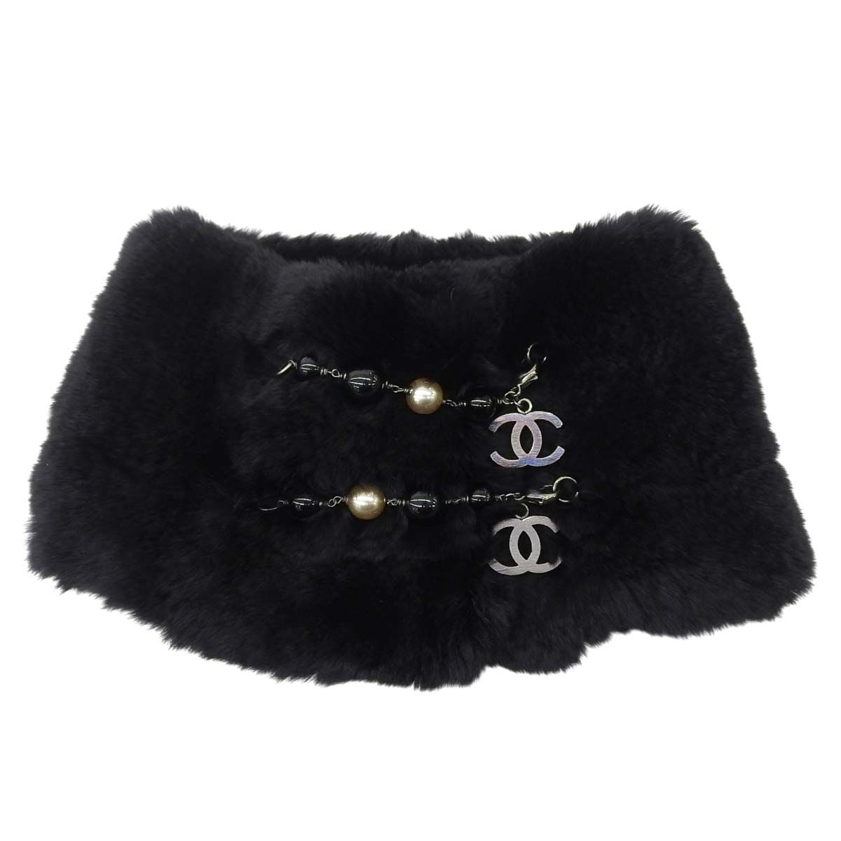 シャネル CHANEL ココマーク チャーム マフラー 襟巻き ラビットファー