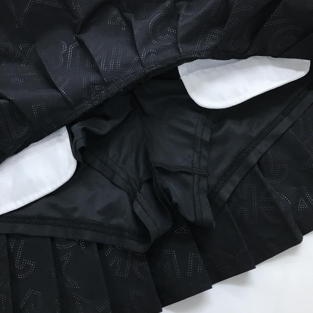 超美品】ジャックバニー スカート 黒 ロゴ地模様 裾プリーツ