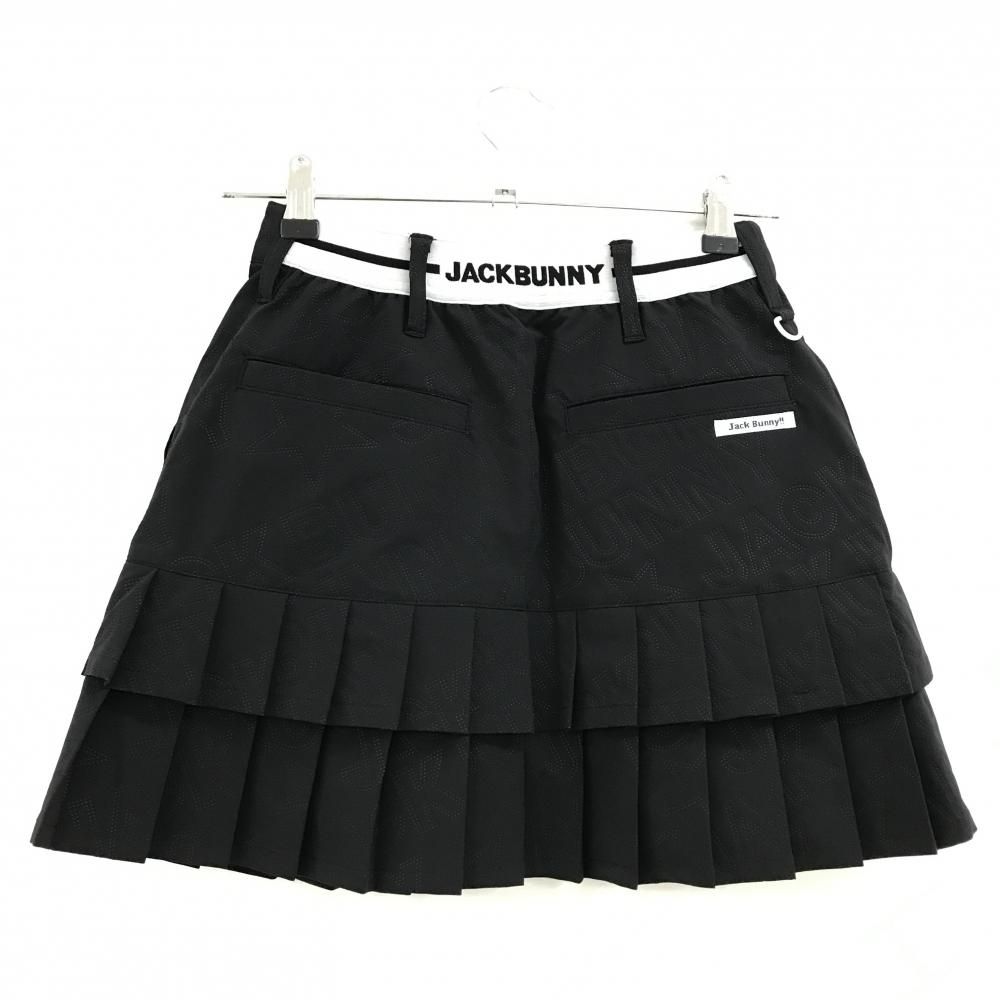超美品】ジャックバニー スカート 黒 ロゴ地模様 裾プリーツ