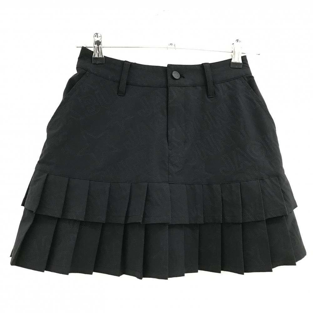 JACK BUNNY ブラック ゴルフスカート 美品】ジャックバニー スカート 黒 無地 ロゴ刺しゅう レディース 2(L