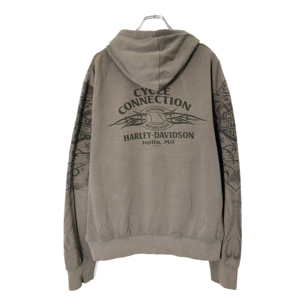 00年代 HARLEY ハーレーダビッドソン Y 2 K スウェットパーカー モーターサイクル グレー メンズ L相当 古着 V 8528
