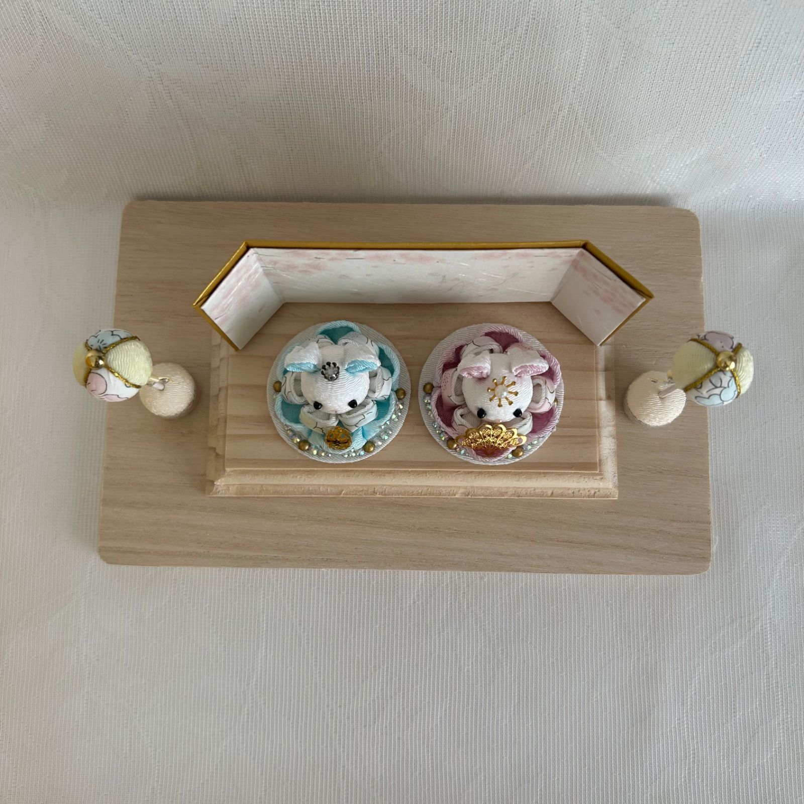 ハンドメイド　雛人形　お雛様　リバティ　つまみ細工　おしゃれ　くま　ねこ　うさぎ ハンドメイド 雛人形 お雛様 リバティ つまみ細工 おしゃれ くま ねこ