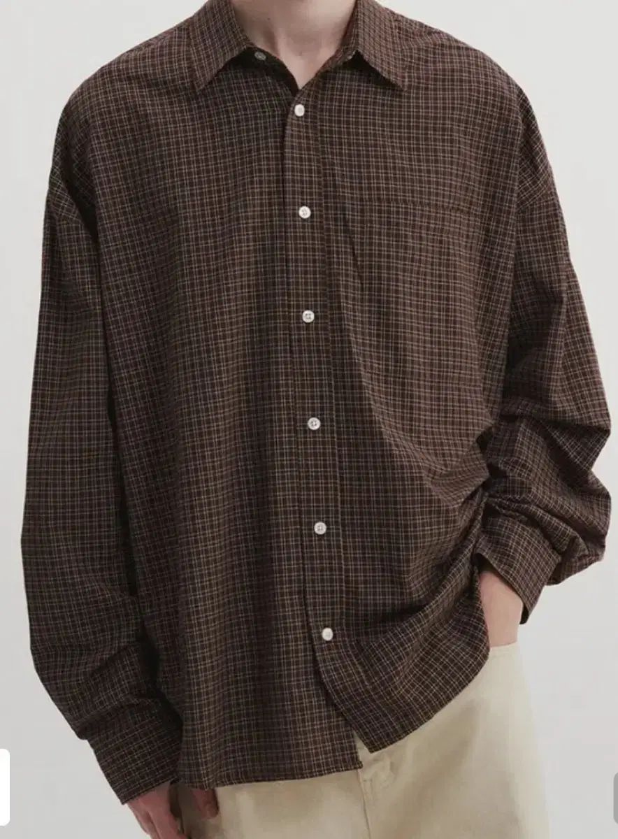 Lサイズ ディアンドエスアール オーバーサイズ スモール CHECK シャツ ブラウン