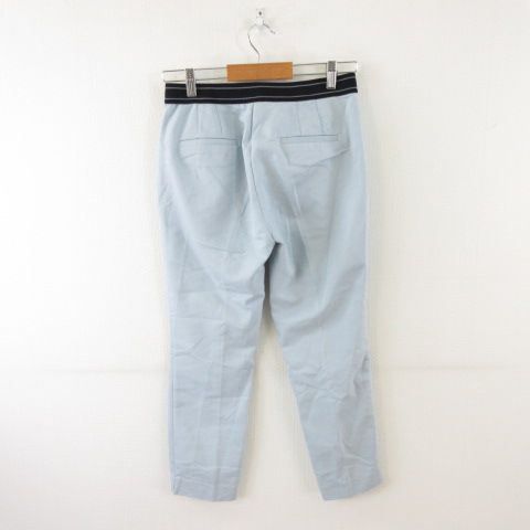 ザラ ベーシック ZARA BASIC クロップドパンツ ストレッチ 水色 M