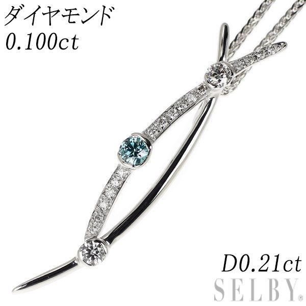 K 18 WG トリートブルーダイヤモンド ペンダントネックレス 0 100 ct D 21