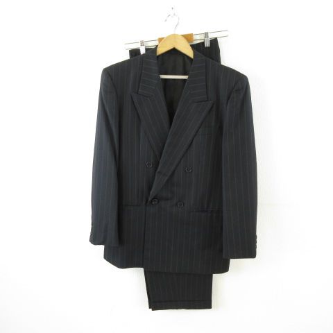 タケオキクチ TAKEO KIKUCHI ダブルスーツ セットアップ テーラード スラックス ストライプ 黒 3 A 177