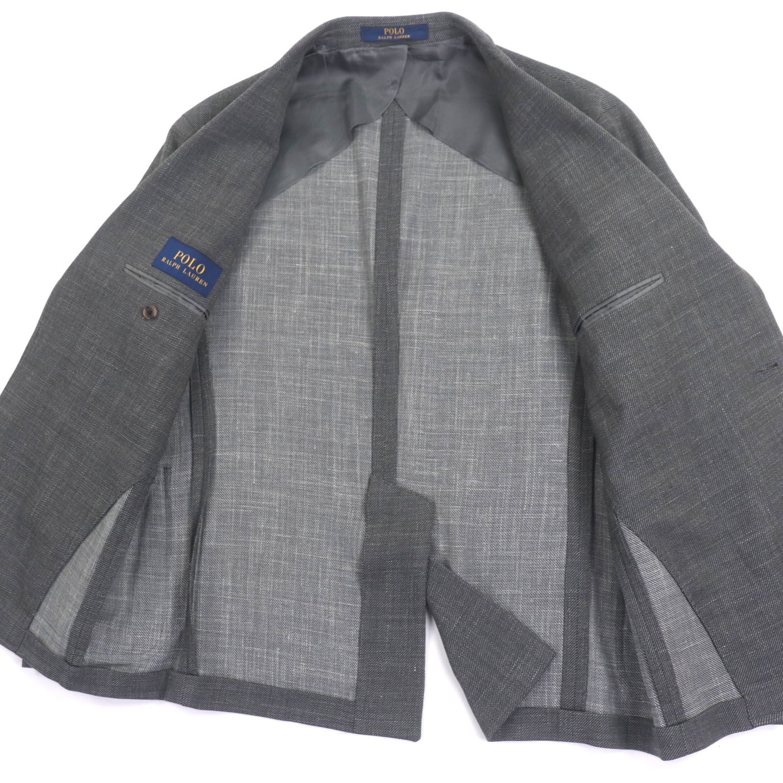 美品▼Polo by Ralph Lauren ポロバイラルフローレン シングルジャケット テーラードジャケット グレー 42 S ポルトガル製 正規品 メンズ 美品▽Polo by Ralph Lauren ポロバイラルフローレン ウール混