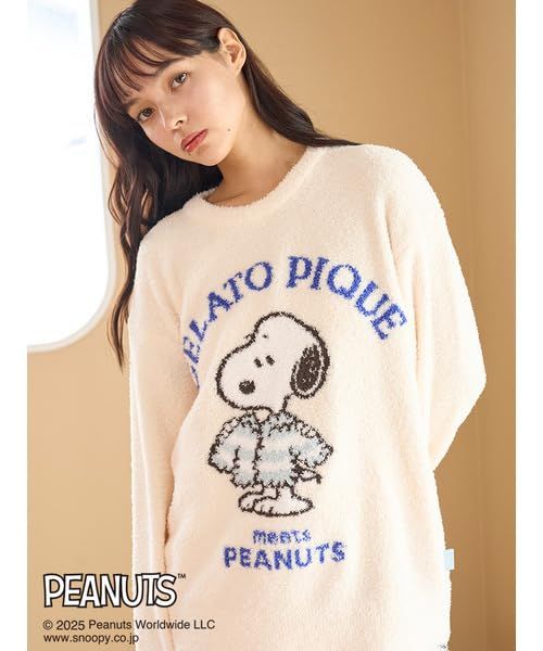 gelato pique ジェラート ピケ PEANUTS ONLINE オリジナルアート ジャガードプルオーバー＆ショートパンツセット レディース m