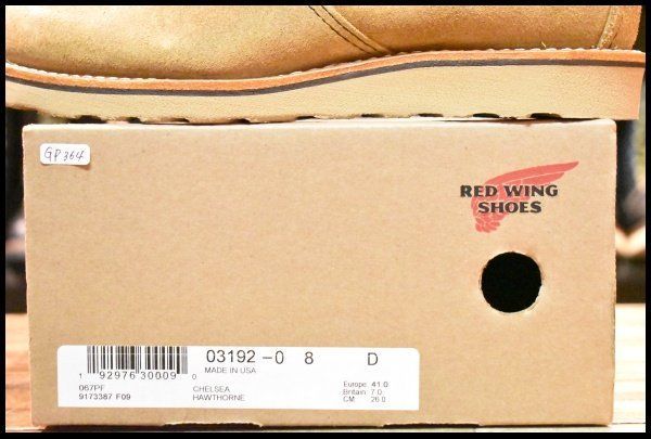  8 D ♥ 24年 レッドウィング 3192 クラシック チェルシー サイドゴア ミュールスキナー ラフアウト ブーツ redwing GP 364 サイドゴアブーツ ブーツ 革靴