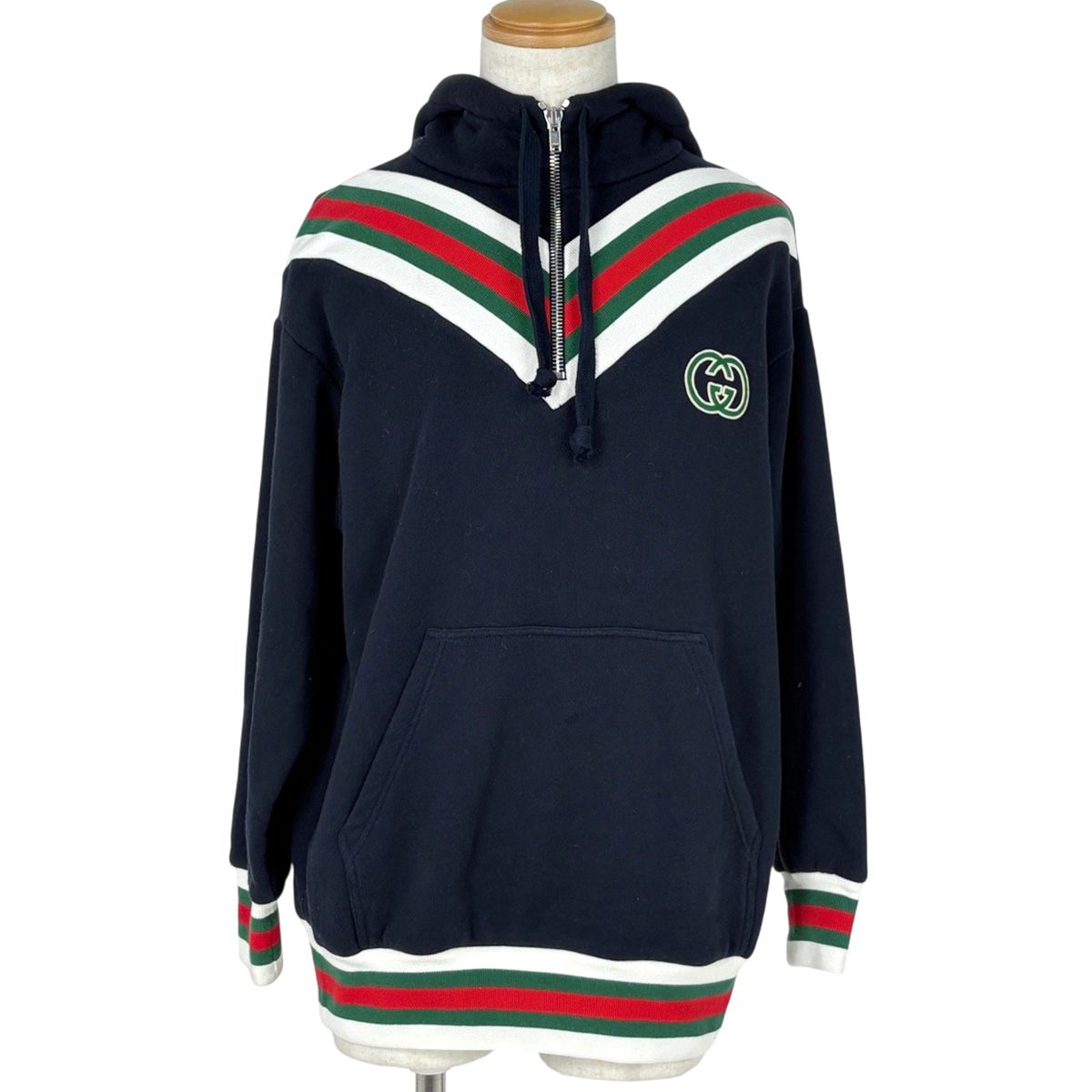 GUCCI グッチ ウェブストライプ ハーフジップ パーカー Mサイズ メンズ Gucci グッチ ウェブストライプ パーカー - FARFETCH