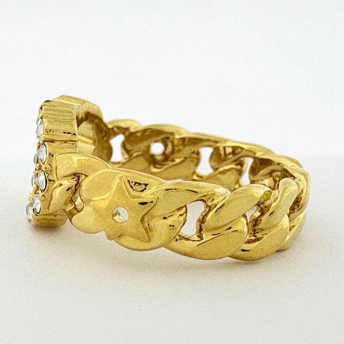 超大ぶり✨Christian Diorゴールド リング ラインストーン ロゴ クリスチャンディオール Christian Dior ロゴ ラインストーン リング