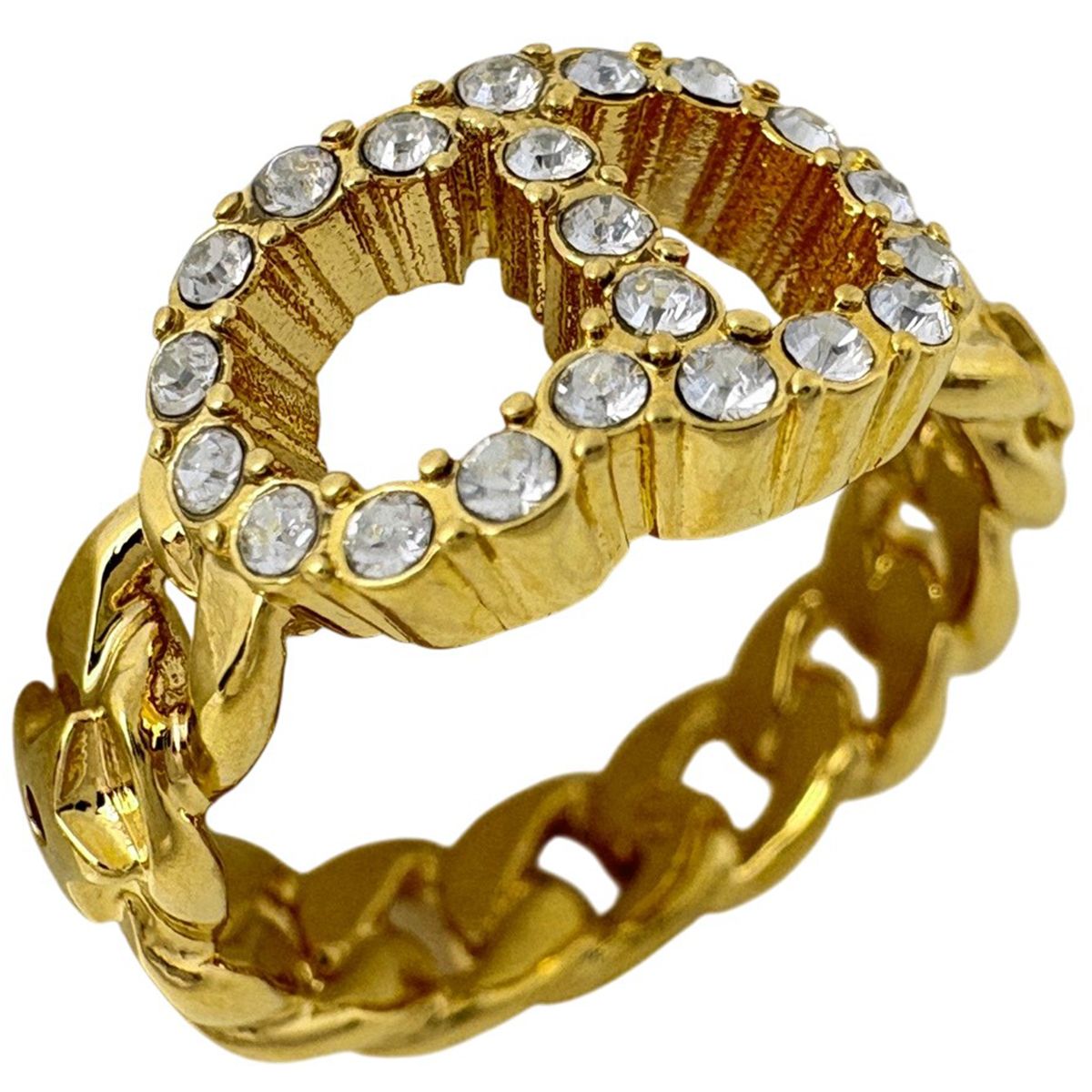 クリスチャンディオール Christian Dior ロゴ ラインストーン リング