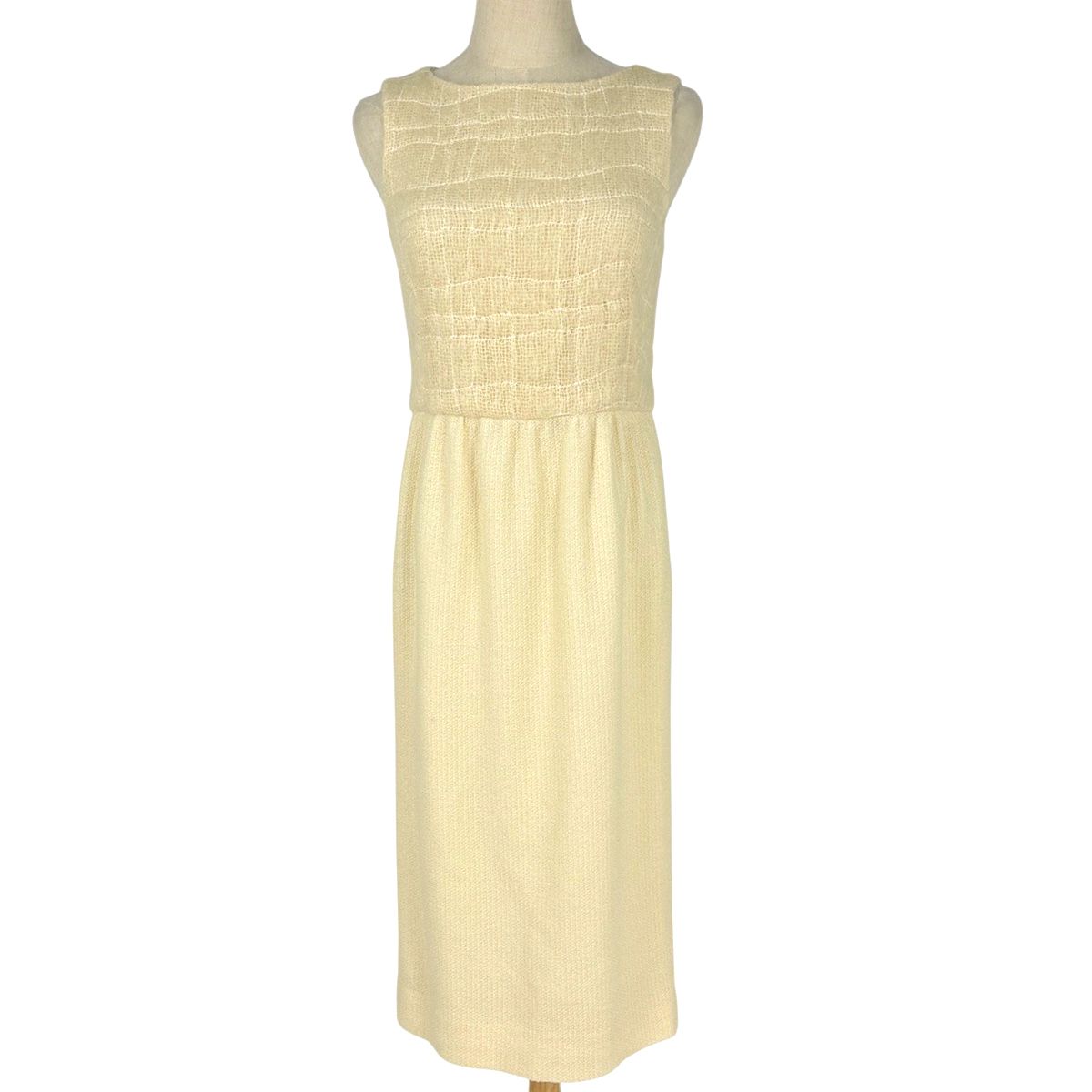 シャネル CHANEL ノースリーブ ワンピース ココマークボタン 98 A スカート アイボリー レディース