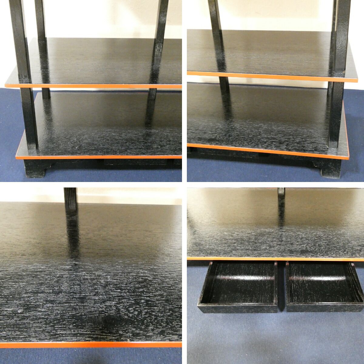 引き出し付 木製柱】懐石道具 木製組立式 五段配膳棚 （2）水屋棚 水谷