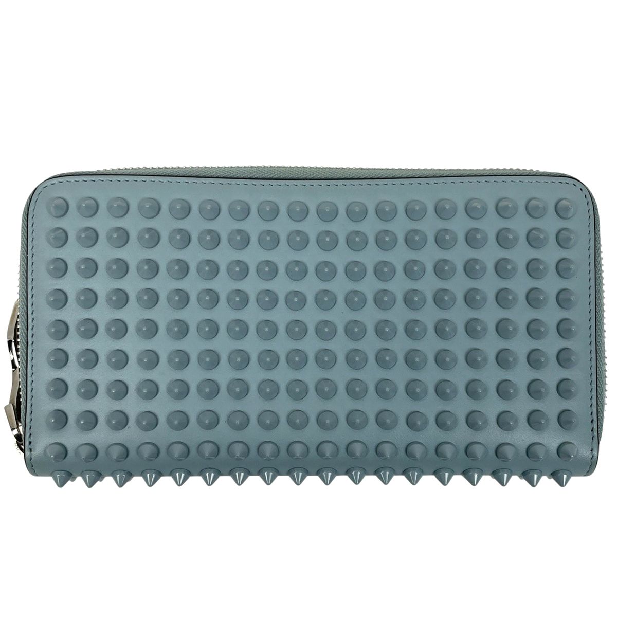 クリスチャンルブタン Christian Louboutin パネトーネ ラウンドファスナー 長財布 スタッズ レザー ライトブルー レディース