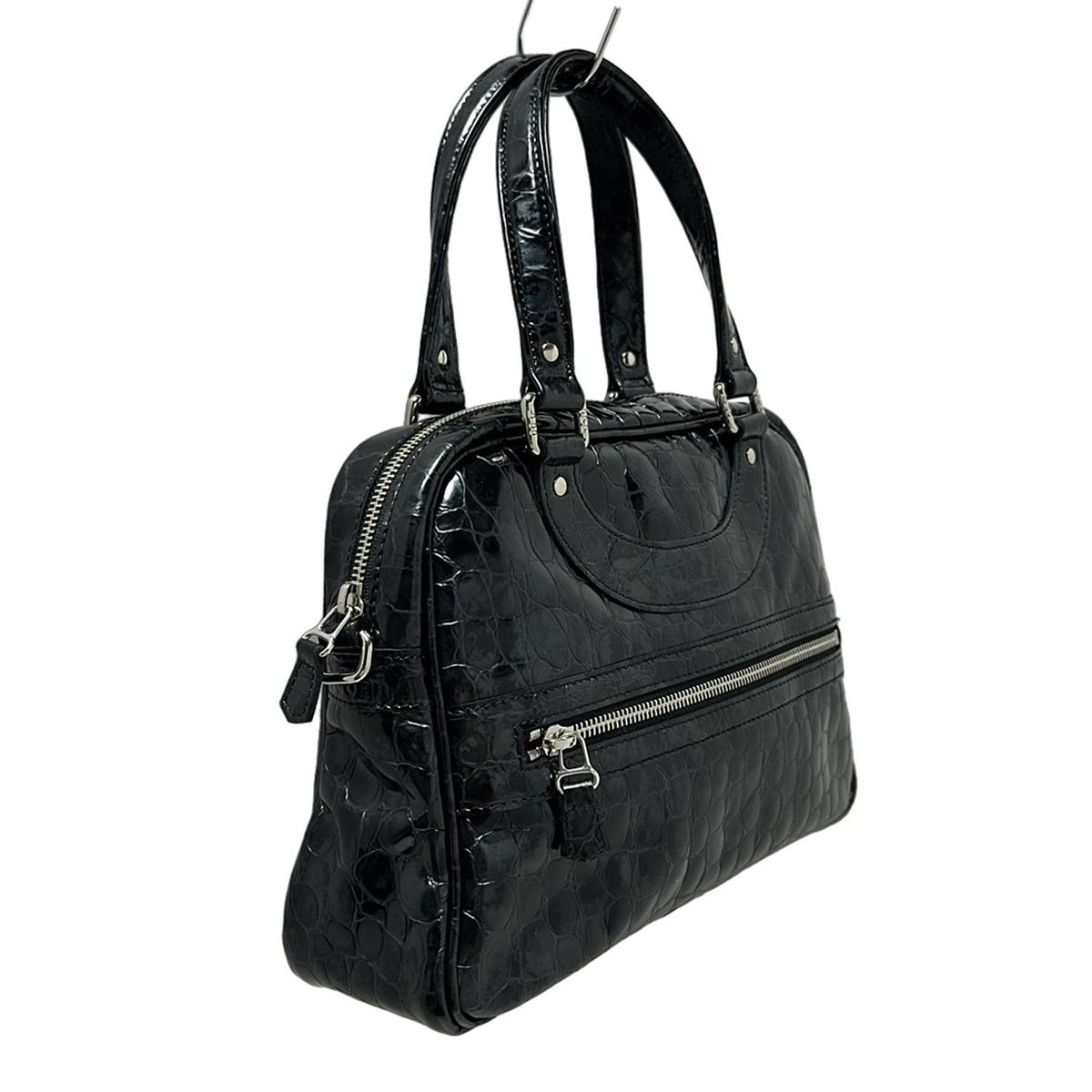 ✨️美品✨️ JACQUESLECORRE ハンドバッグ 黒色 レザー JACQUES LE CORRE(ジャックルコー) ハンドバッグ - 黒×グレー 型押し