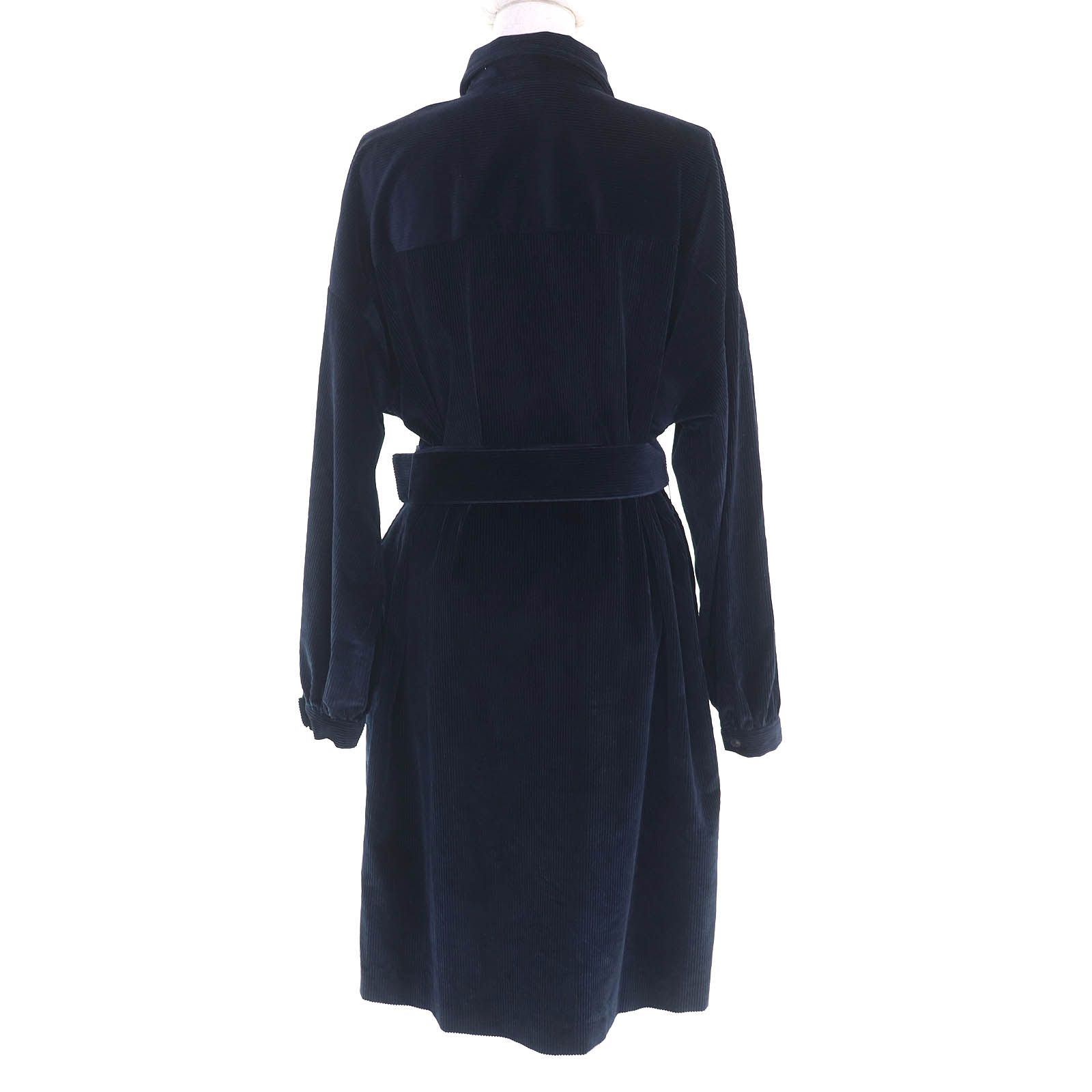 未使用品△WEEKEND MaxMara ウィークエンドマックスマーラ コットン100％ ベルト付き コーデュロイ シャツ ワンピース ネイビー 46 正規品 未使用品△WEEKEND MaxMara ウィークエンドマックスマーラ コットン100