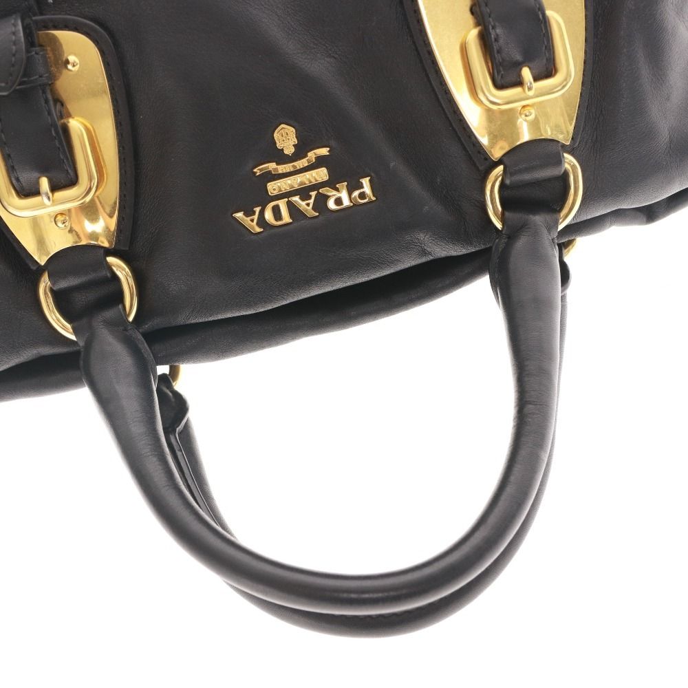 □ PRADA プラダ ハンドバッグ ショルダーバッグ 鞄 レザー ゴールド