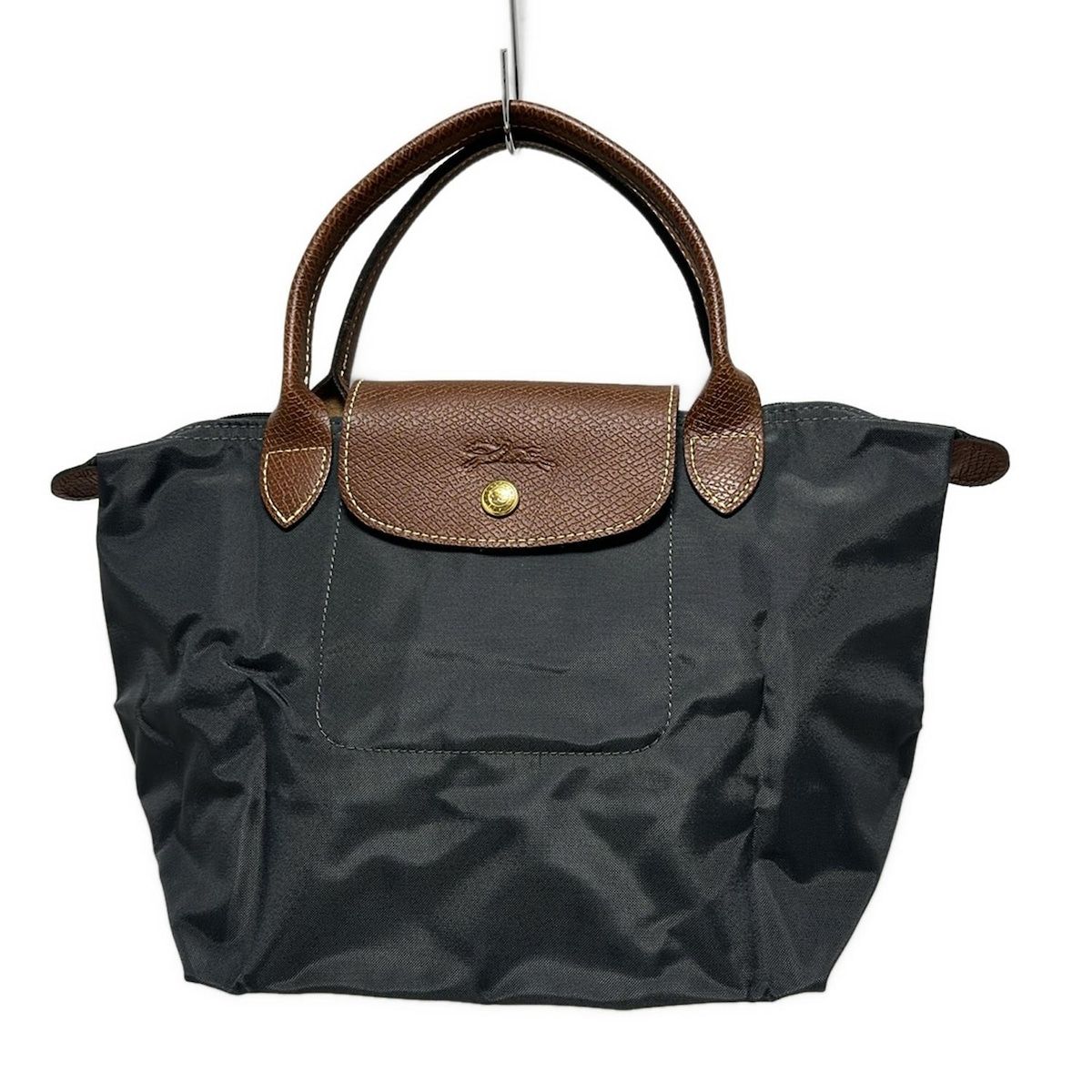 LONGCHAMP ロンシャン ハンドバッグ ル プリアージュオリジナル ダークグレー ブラウン 折りたたみ レザー