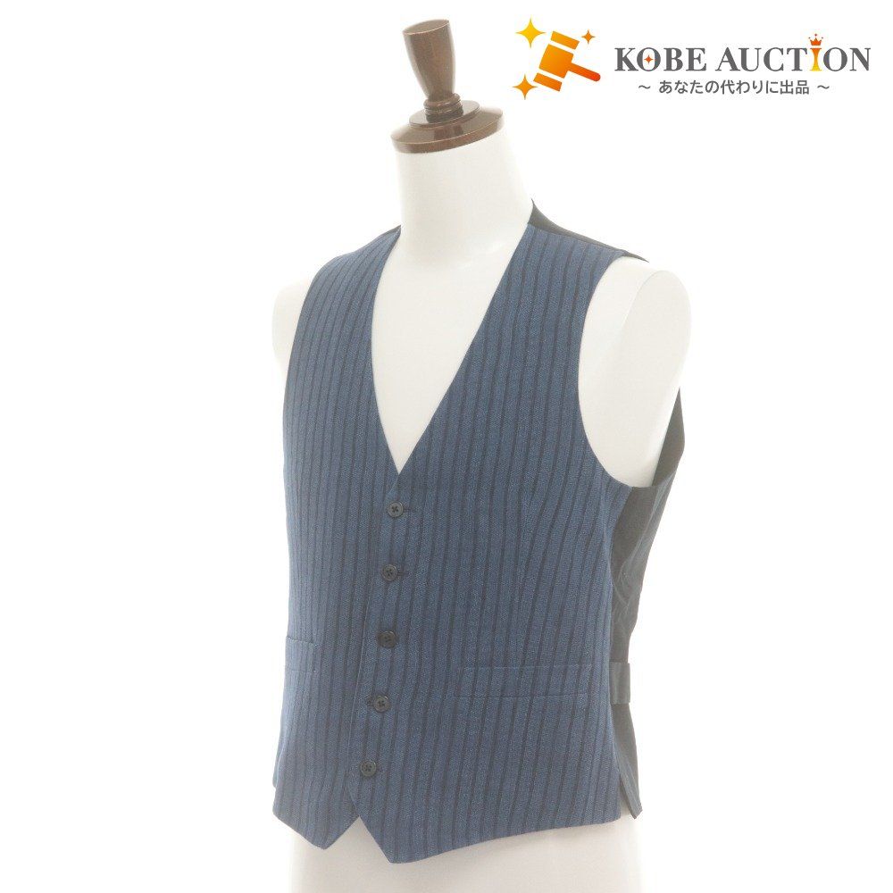 ラルディーニ ジレ ベスト トップス ストライプ メンズ 44 S相当 ブルー