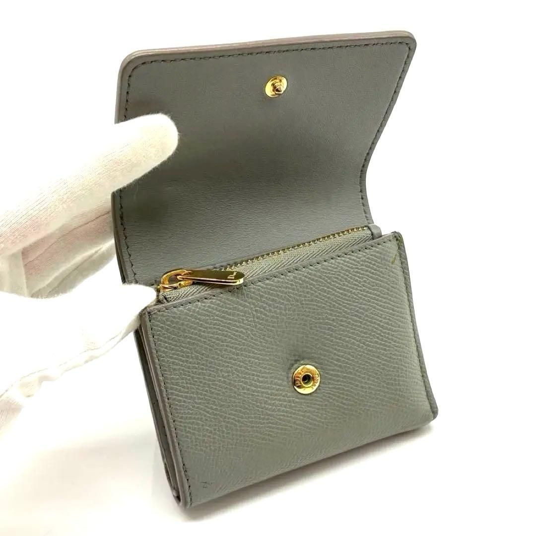  ディオール モンテーニュ30 コンパクトウォレット 三つ折り財布 グレー Christian Dior レザー ブランド モデル 王道 上品 三つ折り財布 折り財布