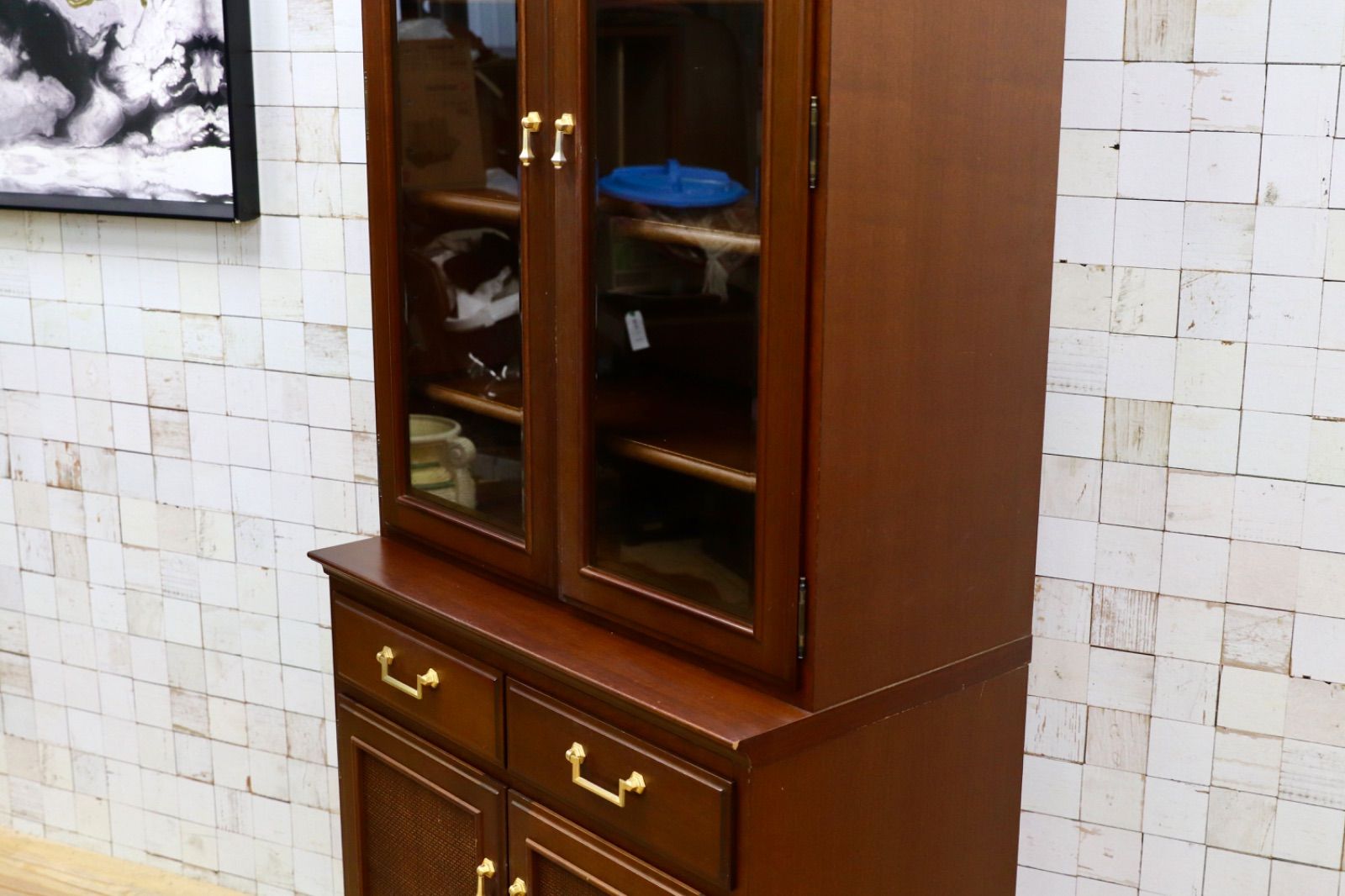 H28　Maruni 地中海シリーズ 飾棚　マホガニー キャビネット　飾り棚 GMIH382○maruni / マルニ 地中海 キャビネット 飾り棚 カップボード