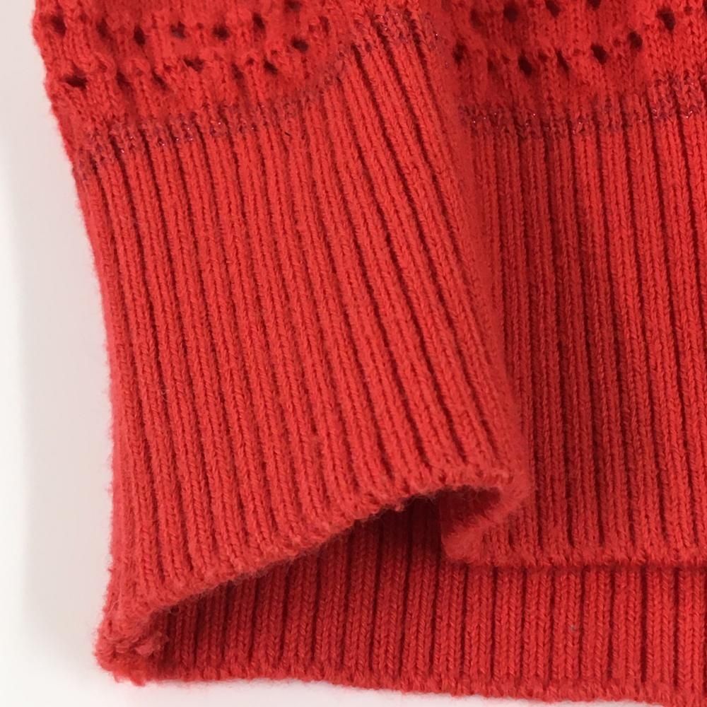 パーリーゲイツ 裏地付セーター ピンク×白 ボーダー編み ニット