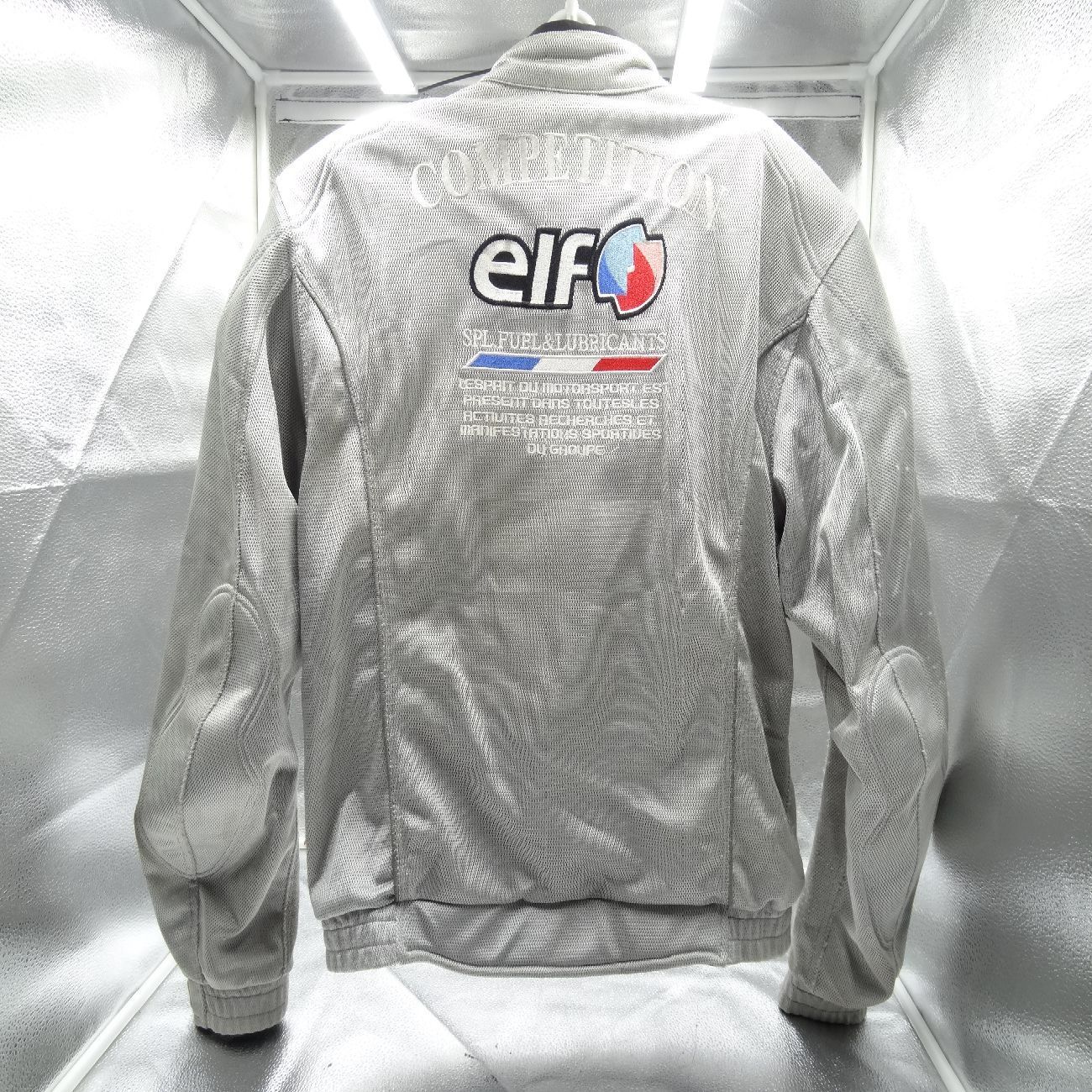 elf シルバー ジャケット Lサイズ elf エルフ メッシュジャケット シルバー Lサイズ パット入り バイク