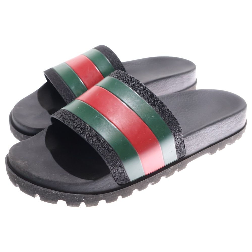 【極美品】GUCCI グッチ　エース　サンダル　ラバー　付属品あり　シェリー 極美品】GUCCI グッチ エース サンダル ラバー 付属品あり シェリー