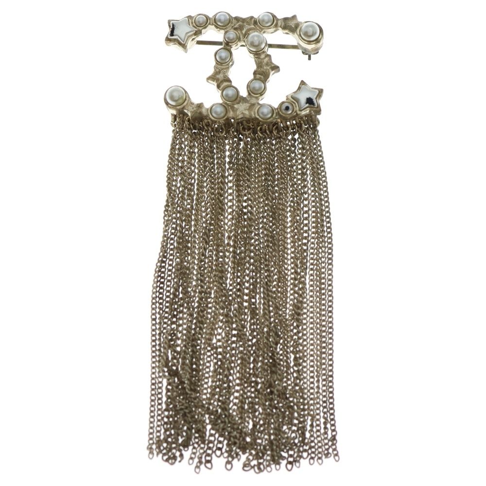 CHANEL シャネル ココマーク フェイクパール スターブローチ ゴールド GP A 17 B