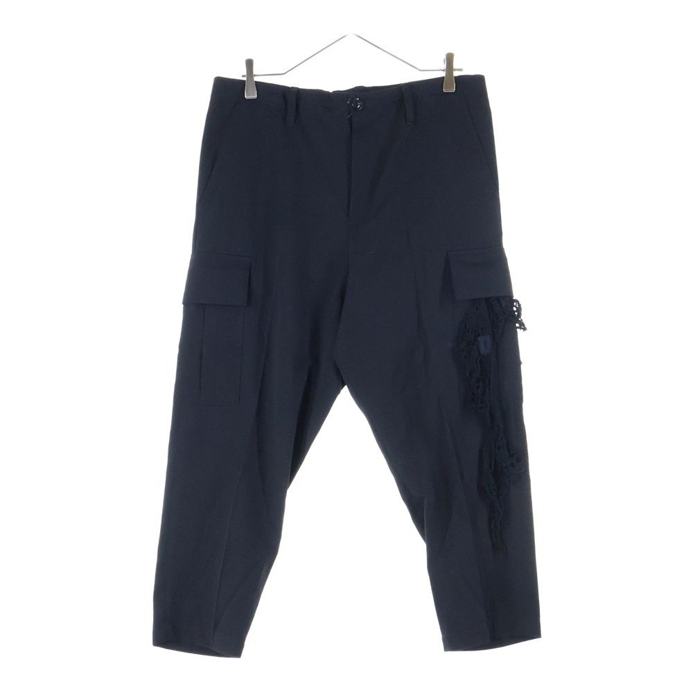 Y s ワイズ Wool Lace Trim Cropped Pants YM P 03 100 ドローコード付き ウールレーストリムクロップドパンツ イージーパンツ レディース ブラック