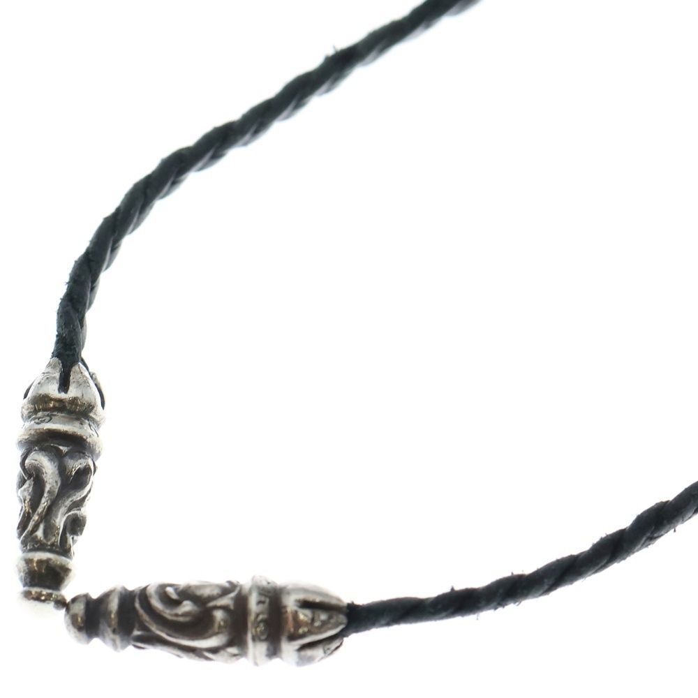 CHROME HEARTS クロムハーツ LEATHER BRAID SCROLL ラージスクロール レザーブレイドネックレス ブラック シルバー