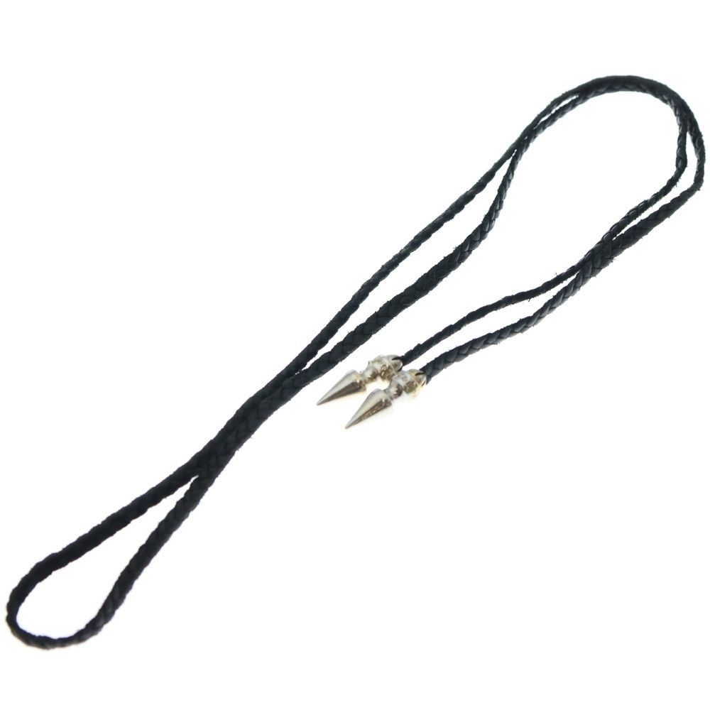 CHROME HEARTS クロムハーツ SPIKE LEATHER BRAID スパイクレザーブレード レザーネックレス シルバー ブラック