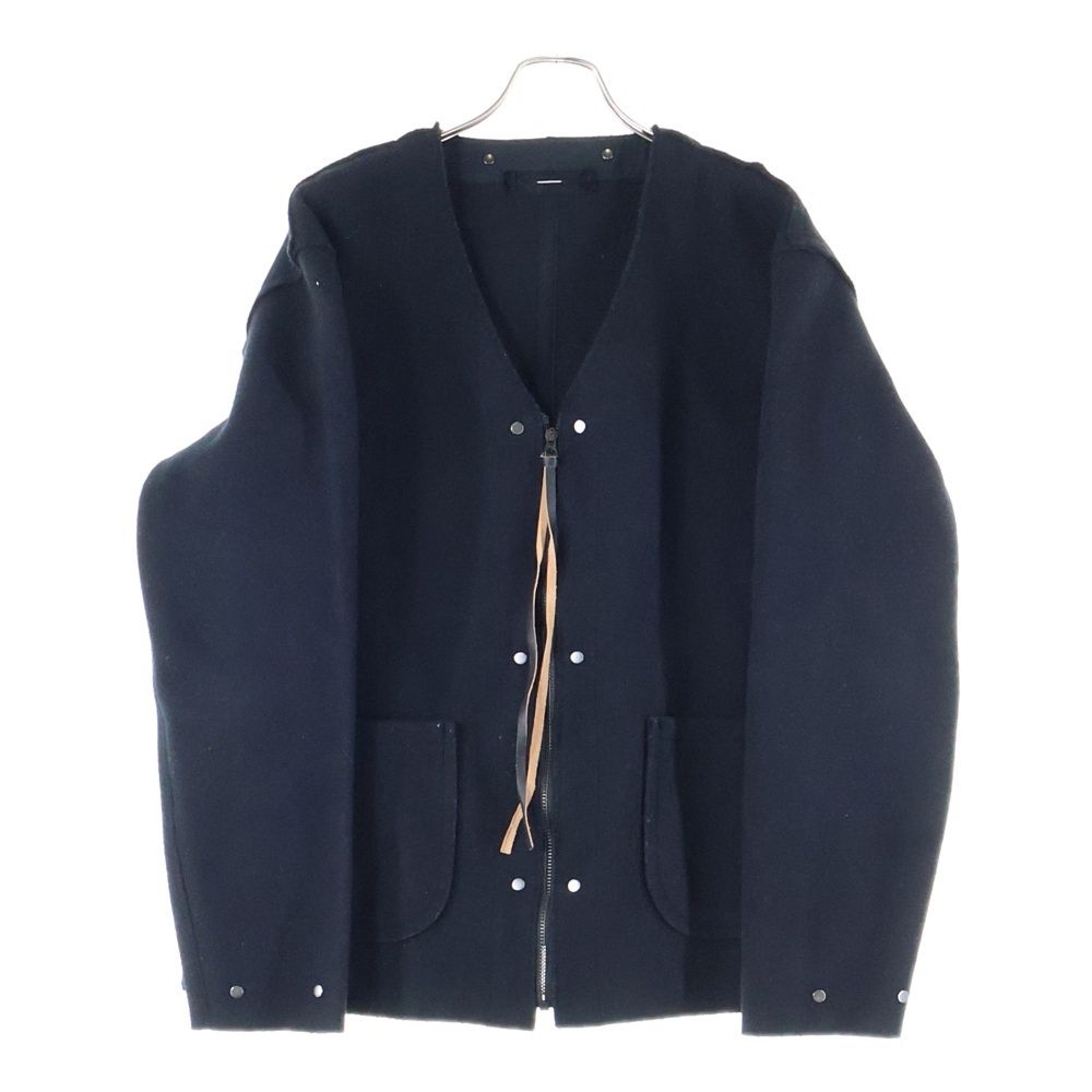 MINUS マイナス ノンカラー ウールジャケット ジップアップ ブラック