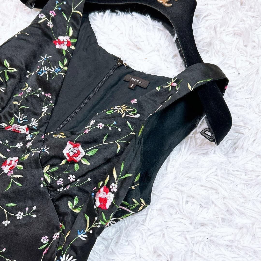 TOCCA 花柄刺繍 ノースリーブワンピース 120 中古・古着通販】TOCCA (トッカ) フラワー刺繍ワンピース ブラック