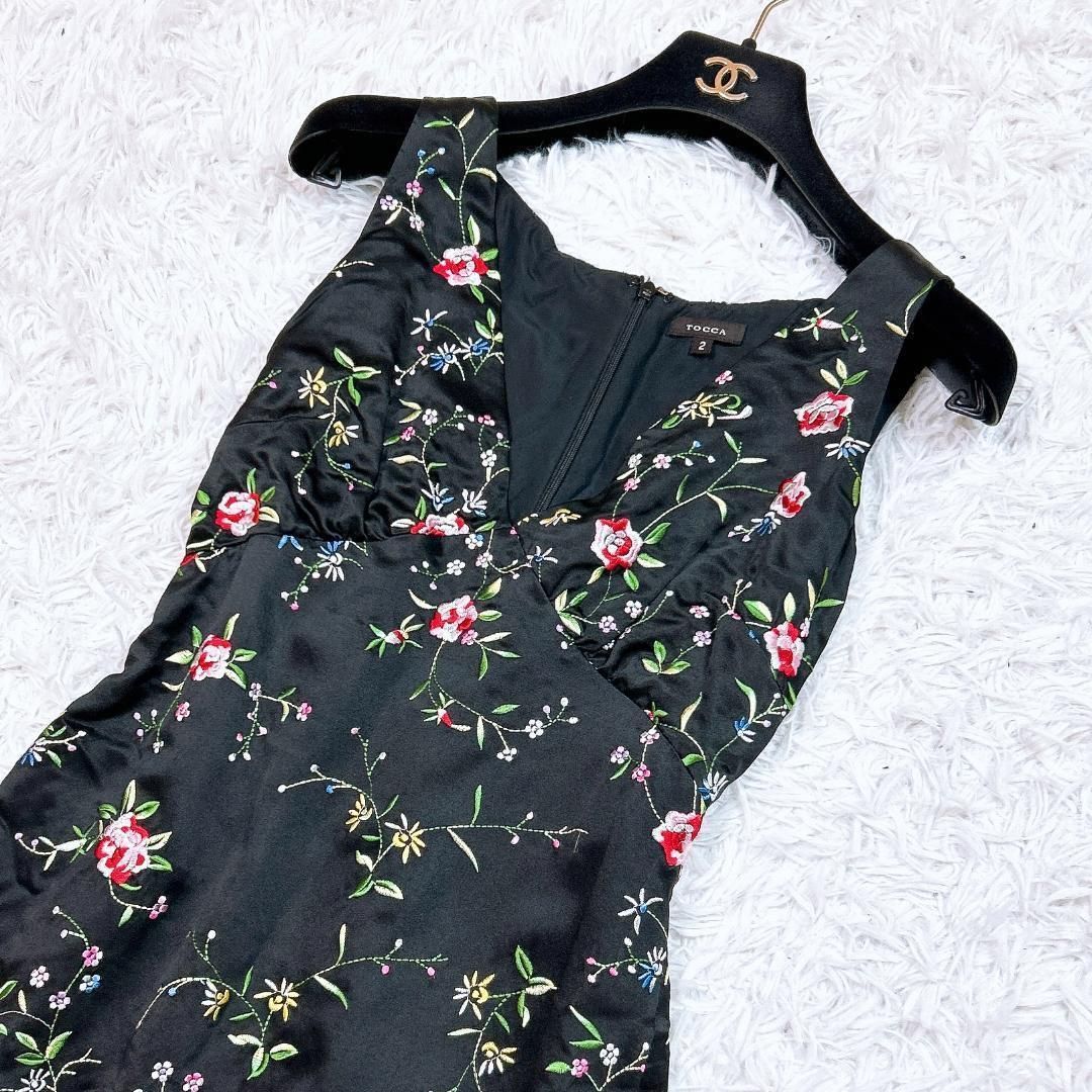 TOCCA 花柄刺繍 ノースリーブワンピース 120 中古・古着通販】TOCCA (トッカ) フラワー刺繍ワンピース ブラック
